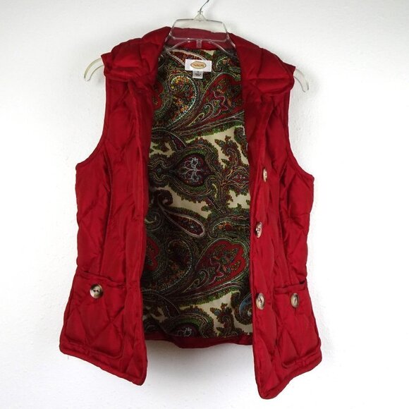 Talbots Puffer Vest Women's Size S Red Down Insulated Winter - Picture 7 of 10